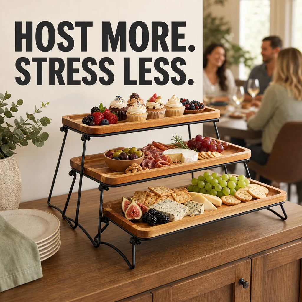 3-Tier Acacia Wood Cupcake & Serving Stand