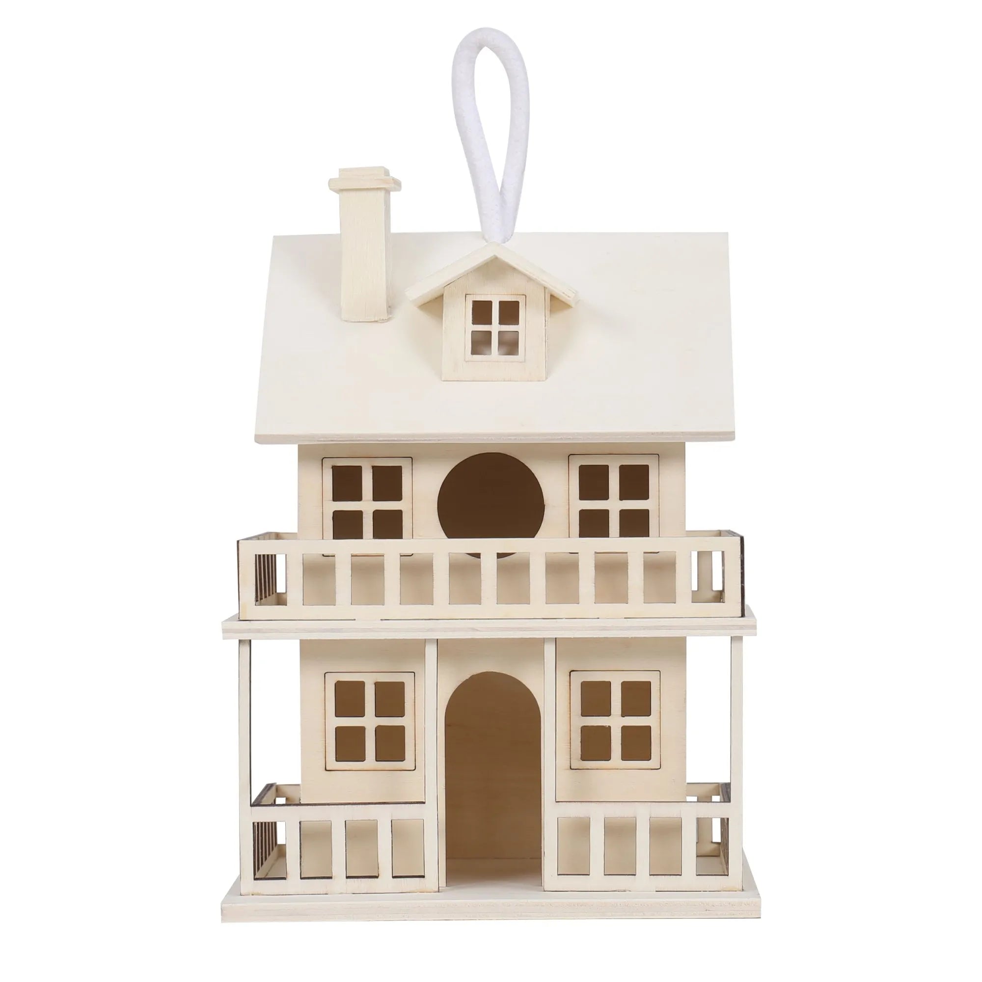 Paint-Your-Own Two-Story Wood Birdhouse – 9-Inch DIY Craft House