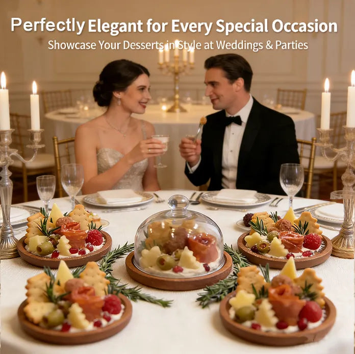 🍰 Mini Snowball Dessert Display – Elegant Wood & Glass Cake Stand
