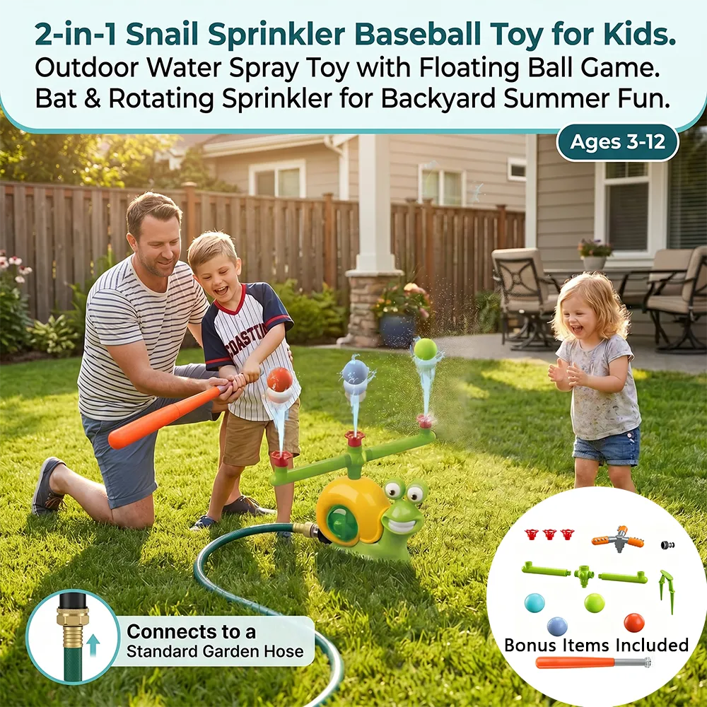 🐌 2-in-1 Snail Sprinkler Baseball Toy for Kids