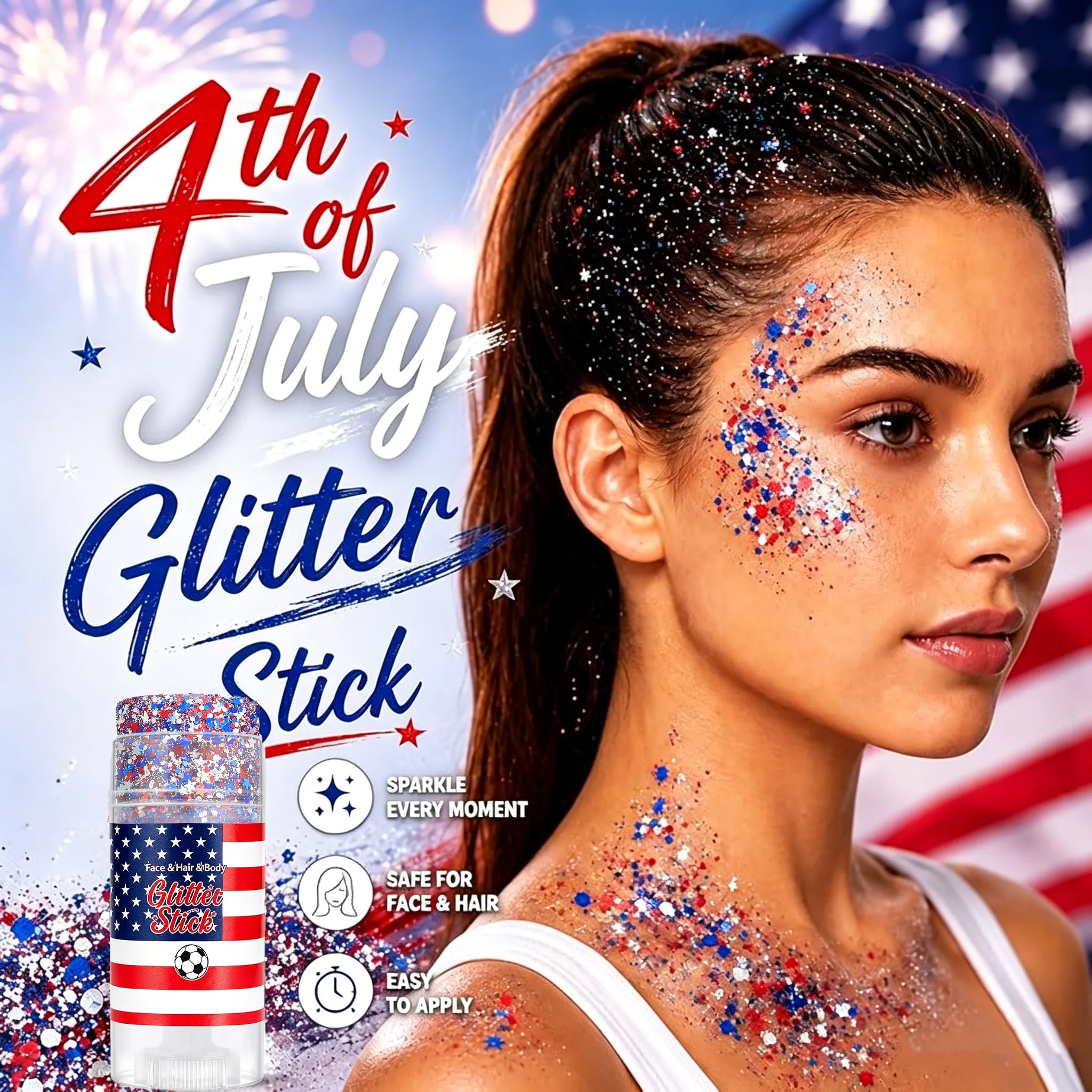🇺🇸 Patriotic-Themed Body Glitter Sticks