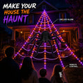 250-LED Purple & Orange Spider Web Lights with Giant Furry Spider