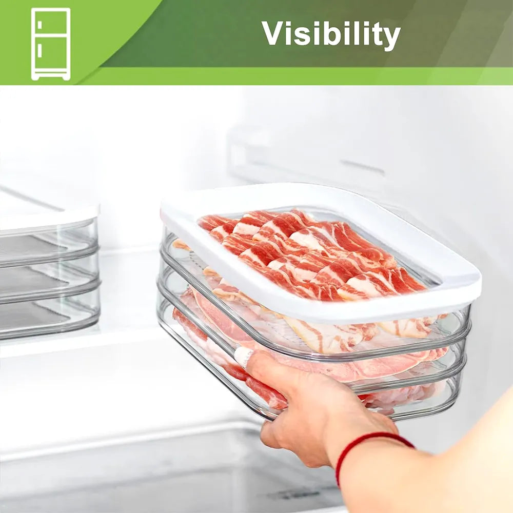 🥗 Round Stackable Food Storage Box – 3-Compartment Freshness Organizer
