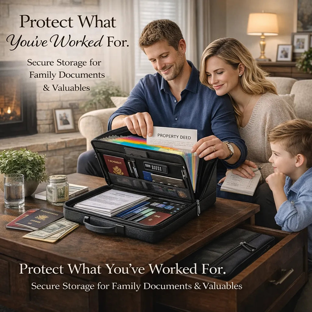 Fireproof & Waterproof Document Organizer – Hard‑Shell, Combination Lock🛡️📁