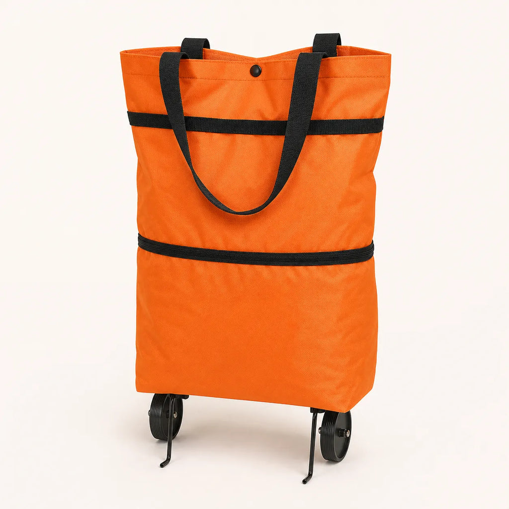 Fold-and-Go 2-in-1 Rolling Shopping Tote