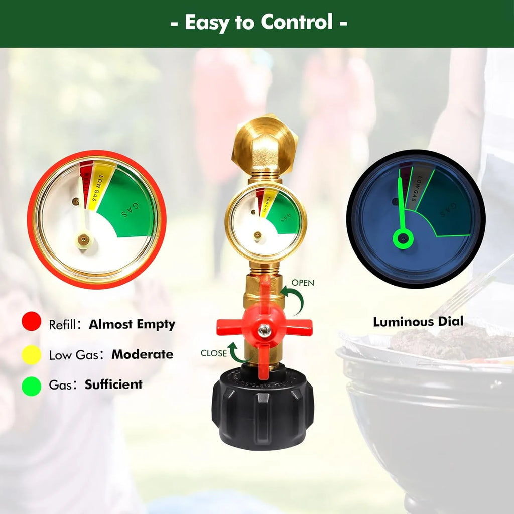 🔥 QCC1 Propane Refill Elbow Adapter with Tank Gauge
