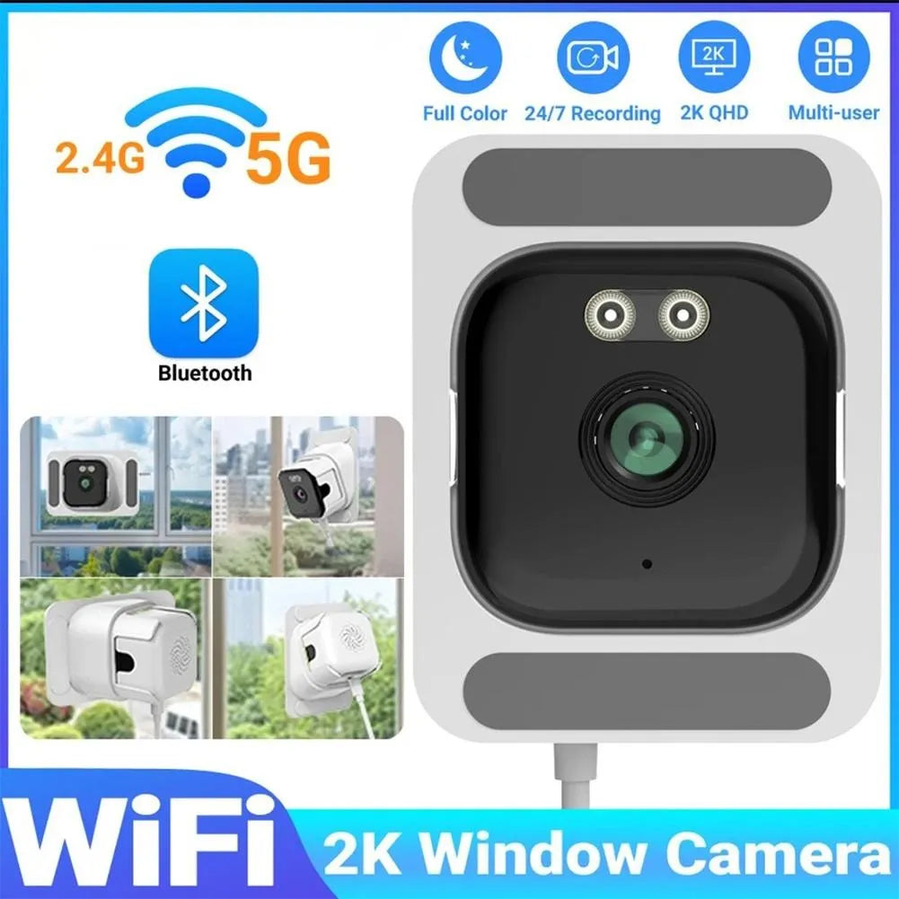 2K Window Security Camera with Full-Color Night Vision