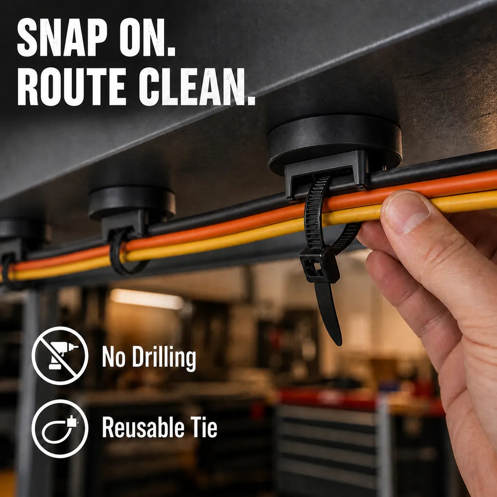 Strong Magnetic Cable Tie Mount Base – No-Drill Cable Organizer