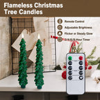 Remote-Controlled Real-Wax Christmas Tree Candles – 2-Piece Set