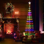 Christmas cone tree lights with star toppers