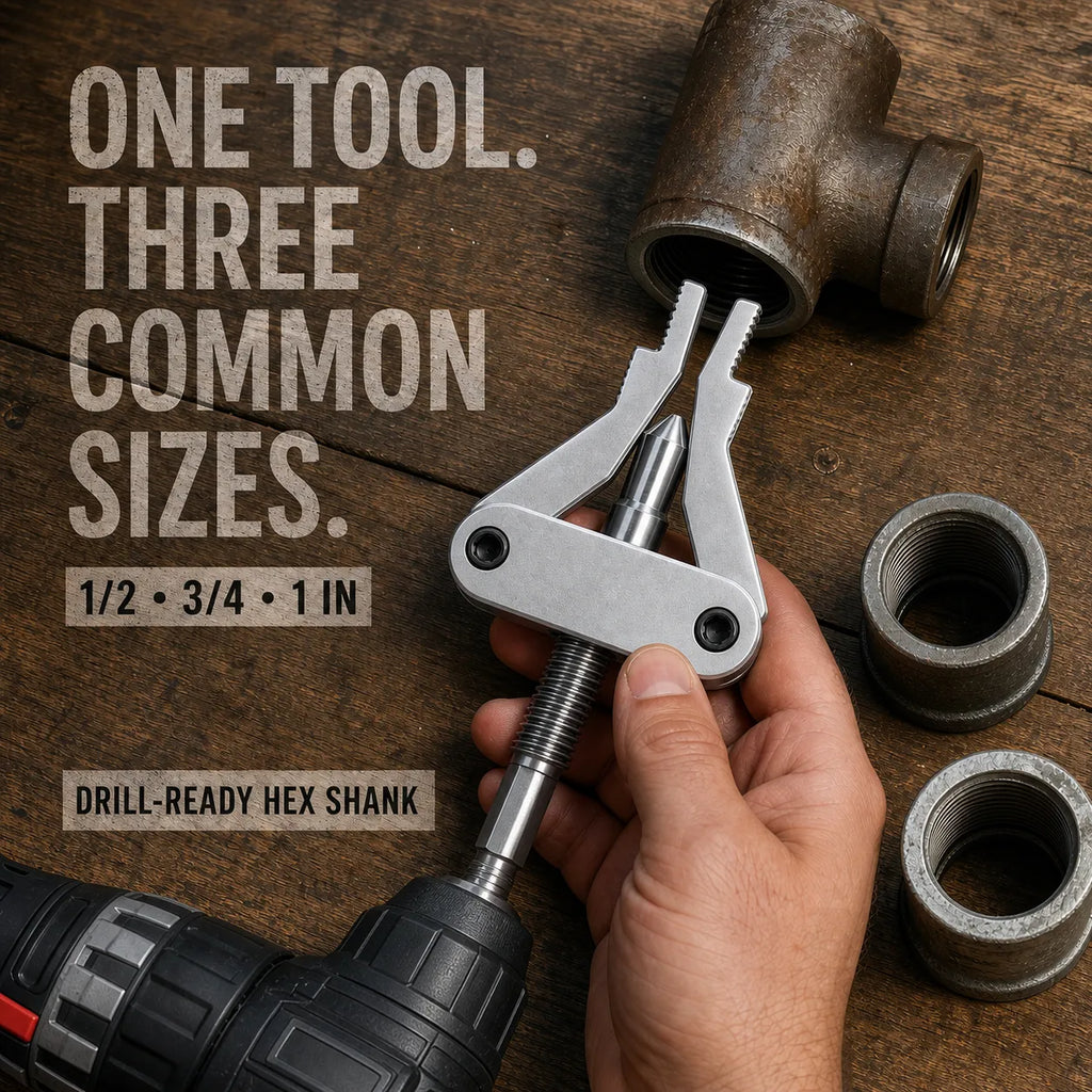 Drill-Powered Broken Pipe Thread Extractor