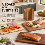 Book-Style Solid Wood Cutting Board Set with Stand