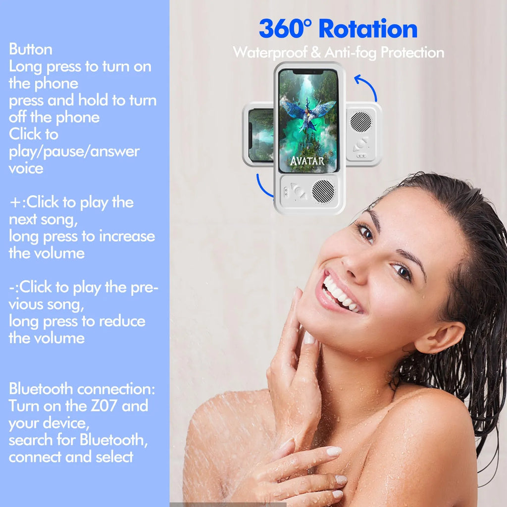 🔥2025 NEW ARRIVAL🔥Shower Phone Holder with Wireless Bluetooth Speaker