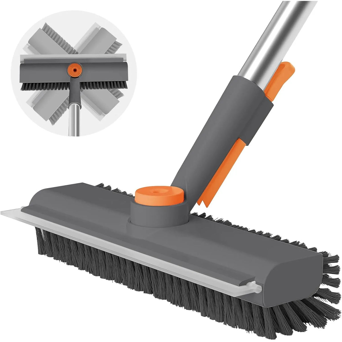 3-in-1 Rotating Floor Scrub Brush with Squeegee