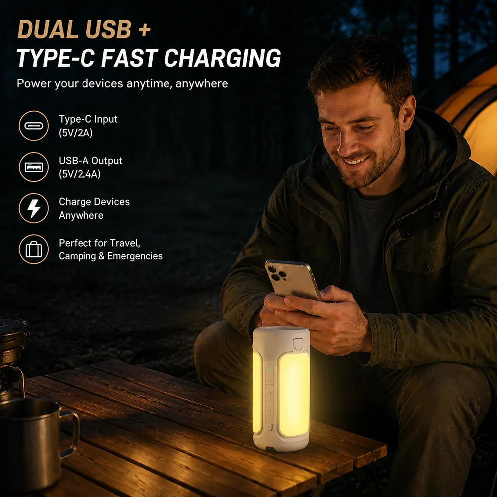 🔦 Rechargeable LED Camping Lantern & Power Bank
