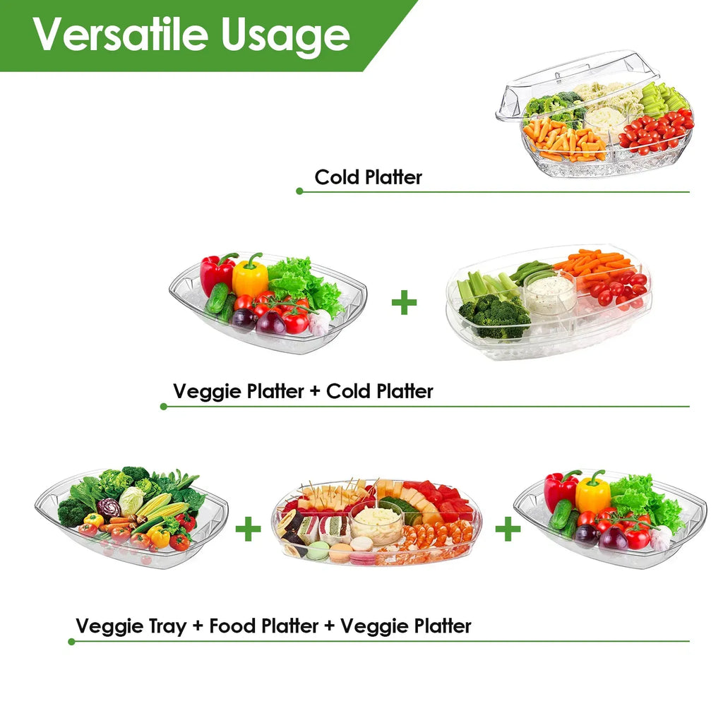 ❄️ 15-Inch Refrigerated Party Serving Tray with Lid