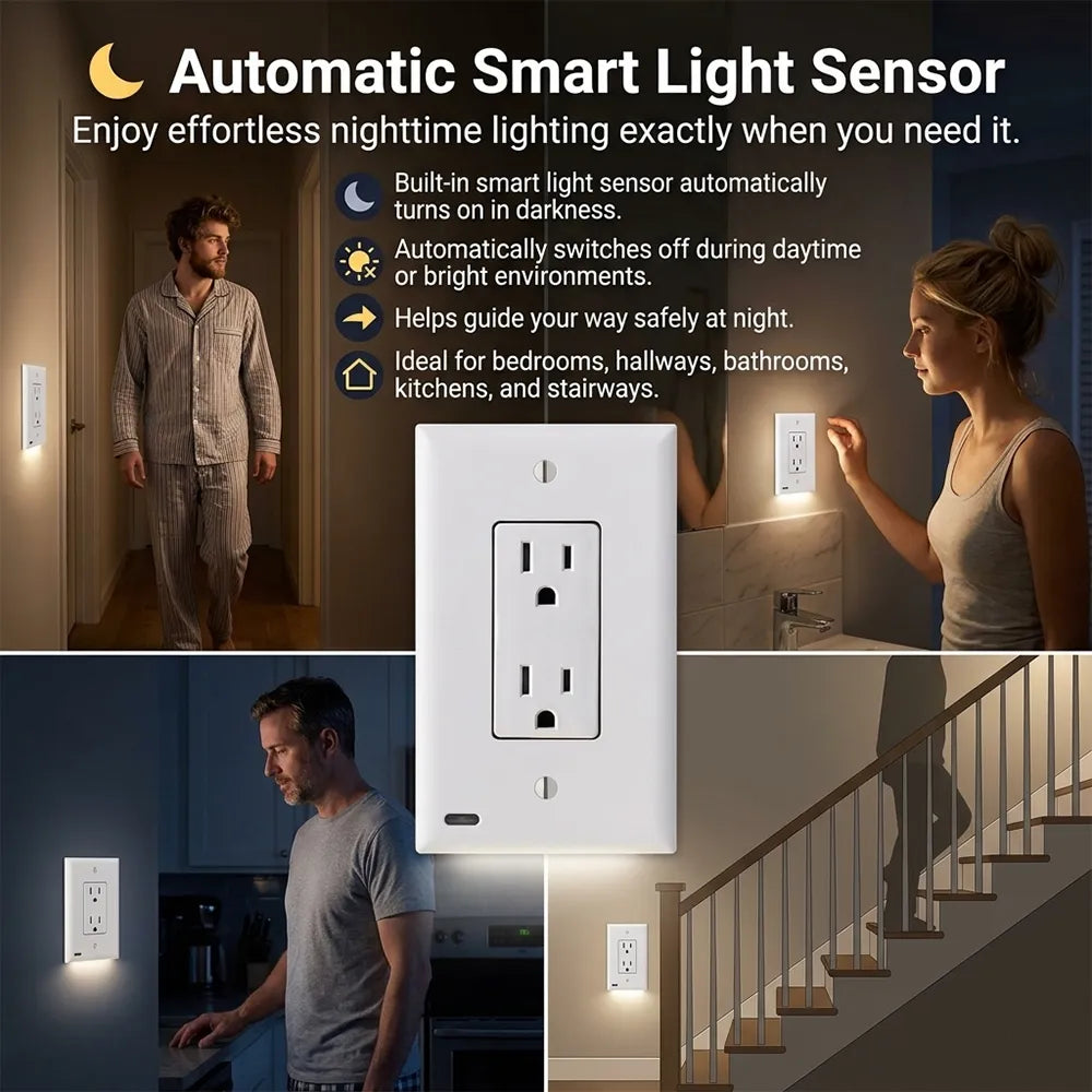 💡 Smart LED Night Light Outlet Cover