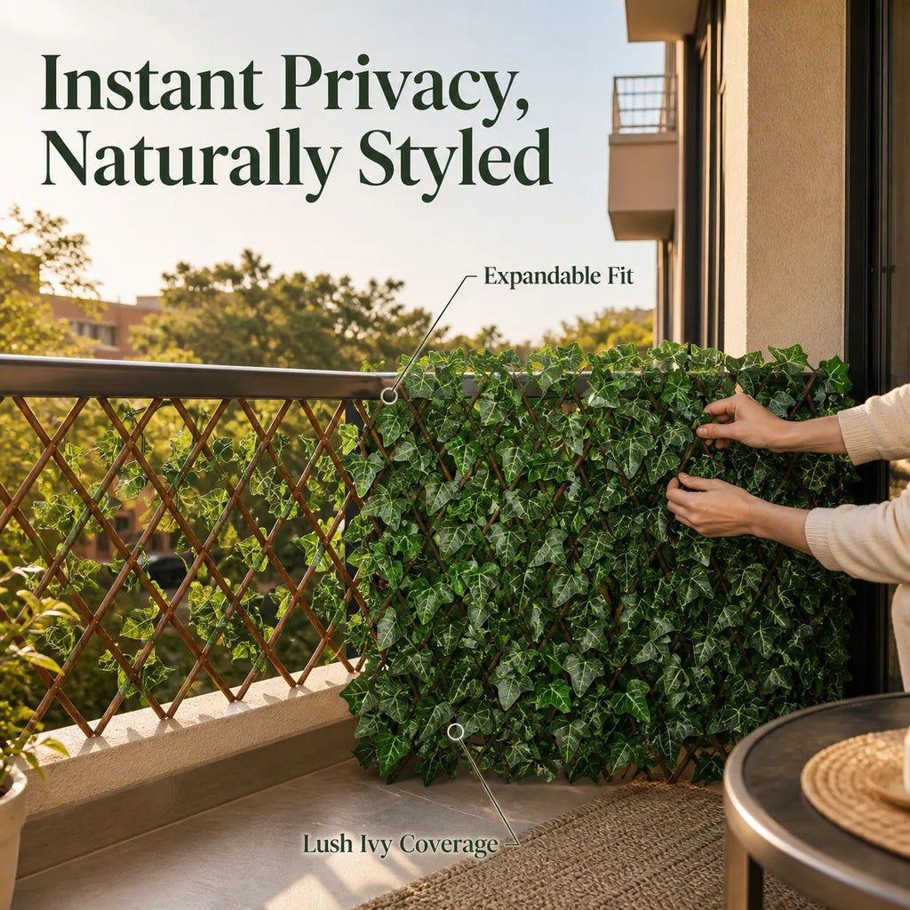Instant Privacy Expandable Faux Ivy Fence