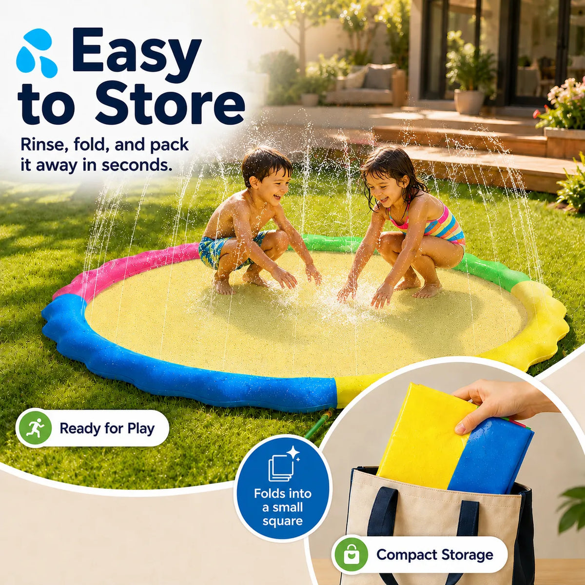💦 67‘’ Non‑Slip Splash Pad for Kids & Dogs  ✔