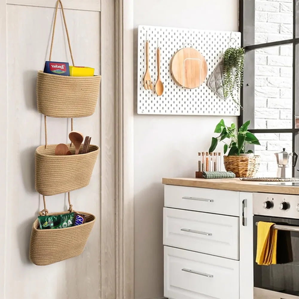 🧺 3-Tier Over-the-Door Hanging Storage Organizer