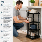 😃3-Tier & 5-Tier Carbon Steel Storage Rack for Pots, Pans, Lids & Cookware