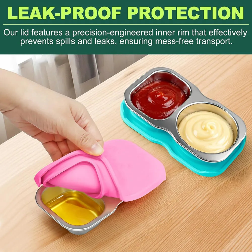 🥗 Double-Compartment Stainless Steel Snack Containers (Pack of 4)
