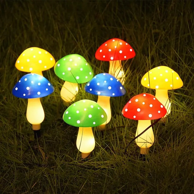 🌟 Mushroom Solar Garden Lights – 8 or 12 Pcs | Red or Multicolor | 8 Modes | Waterproof Outdoor Decor