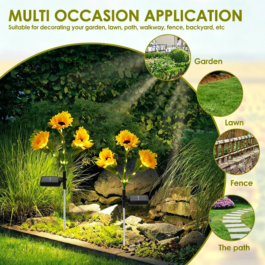 🌻 Artificial Sunflower Solar Lights – Outdoor Garden Stake Lights