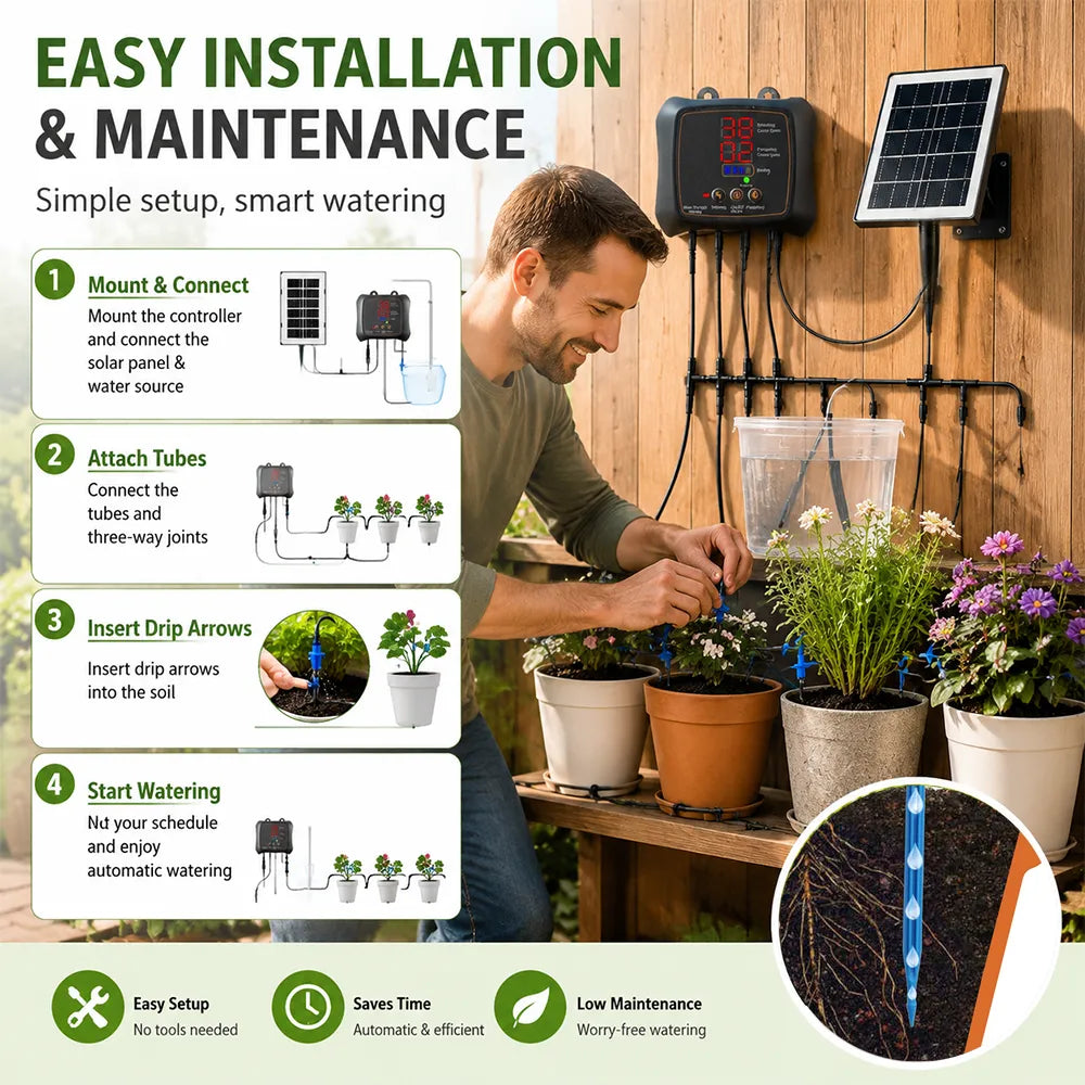 🌱 Solar-Powered Drip Irrigation System – Automatic Garden Watering Kit ☀️💧