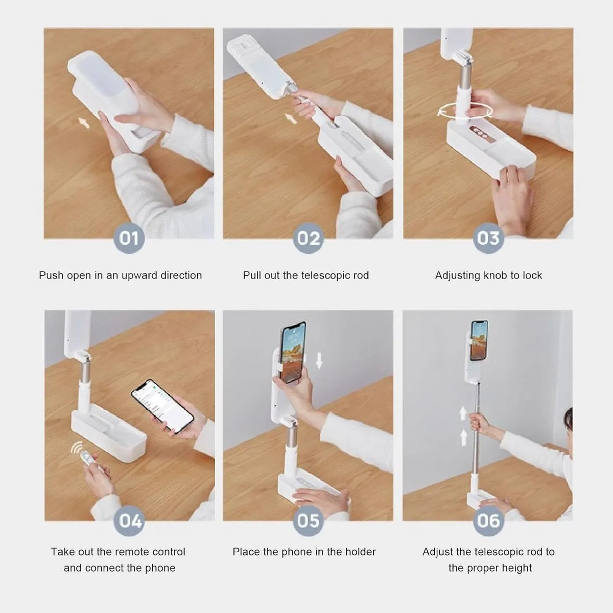 FlexView Foldable Phone Stand with Fill Light