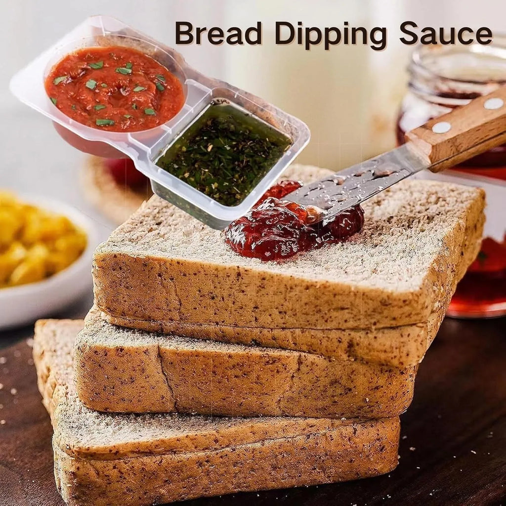 Disposable Dual-Compartment Condiment Containers with Lids