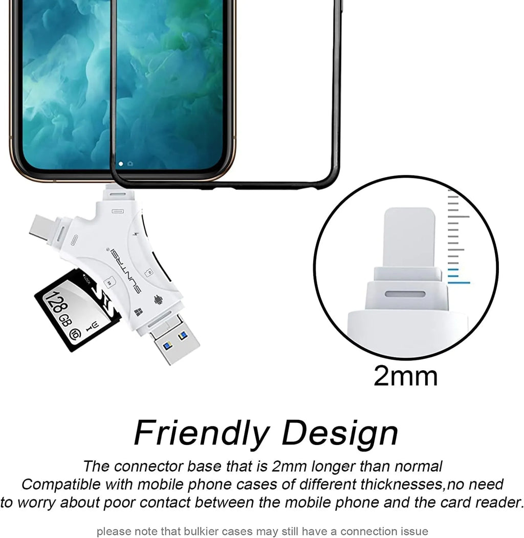 4-in-1 Multi-Card Reader – Effortless Data Transfer and More!