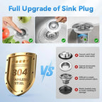 3-in-1 Kitchen Sink Drain Strainer,Stainless Steel Sink Plug, Deodorizing Anti-ClogBasket Strainer for US Standard 3-1/2 Inch Drains