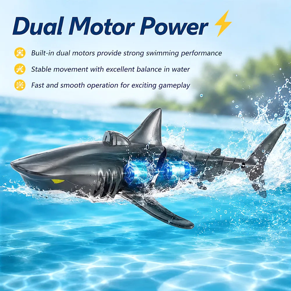 🦈💦2.4G Remote Control Shark Toy – Realistic Swimming RC Shark for Kids