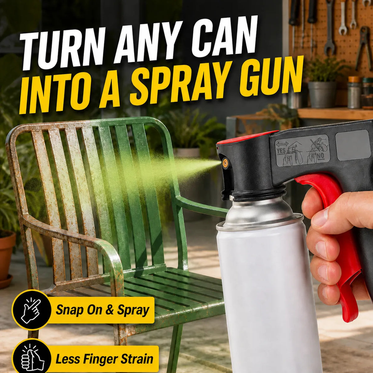 Trigger handle attached to an aerosol can during a patio furniture project