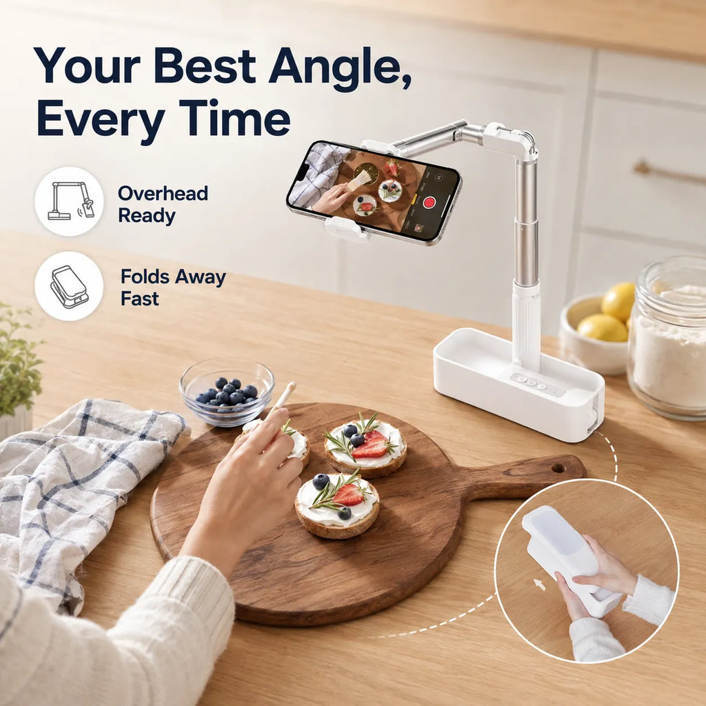 FlexView Foldable Phone Stand with Fill Light