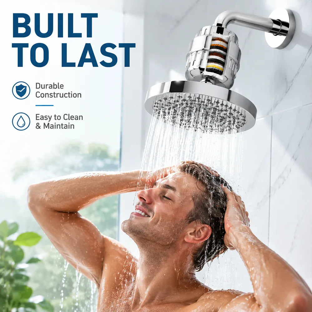 🚿 Premium 6" Rain Shower Filter Head Set