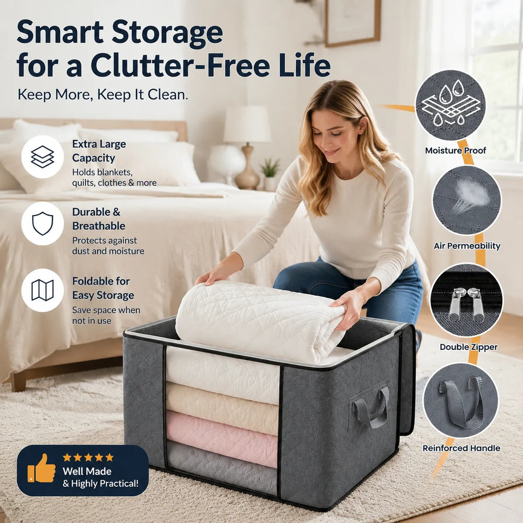 🧺 Extra-Large Foldable Clothing Storage Bags – Keep Your Wardrobe Neat & Organized