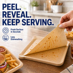 Peel-Away Disposable Dinner Plates – 24 CM Square Layered Paper Tray Set