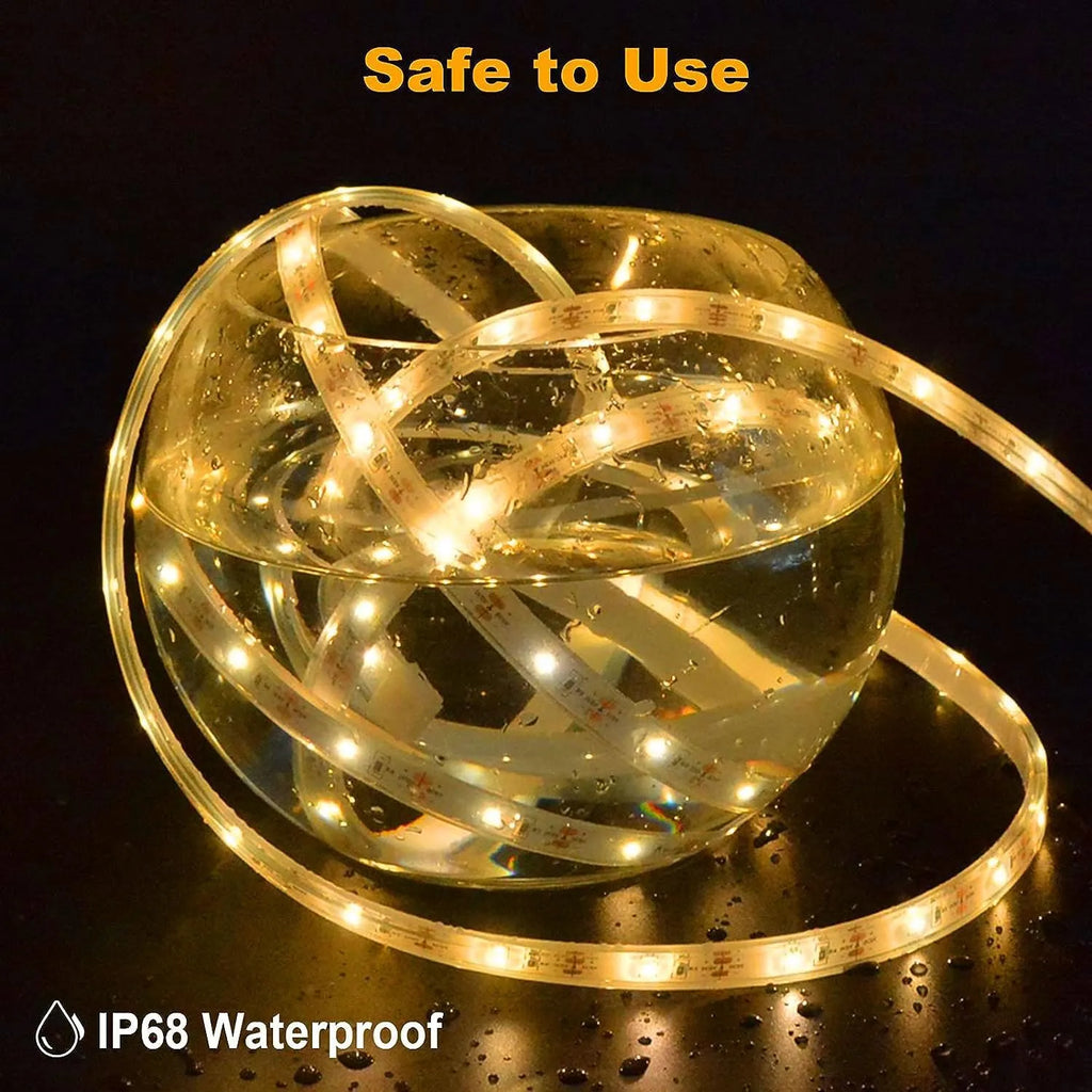 Outdoor Solar LED Strip Lights — Flexible Waterproof Garden Lighting