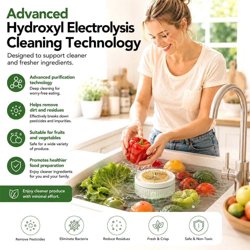 🥗 Vegetable Washing Machine – USB Rechargeable Produce Cleaning Device