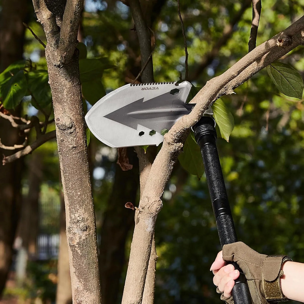 Ultimate All-in-One Folding Shovel Kit – Knife, Fire Starter, Compass & More for Outdoor Adventures