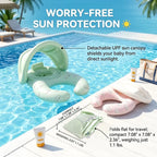 🌞 Infant Seat with Canopy | Inflatable Baby Pool Float with Soft Leg Support and Headrest