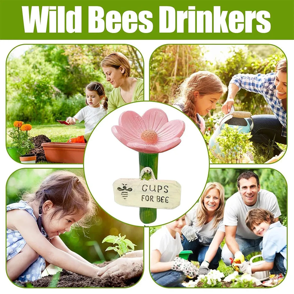 🌼Flower-Shaped Bee & Butterfly Watering Stations – Set of 5 Garden Pollinator Cups
