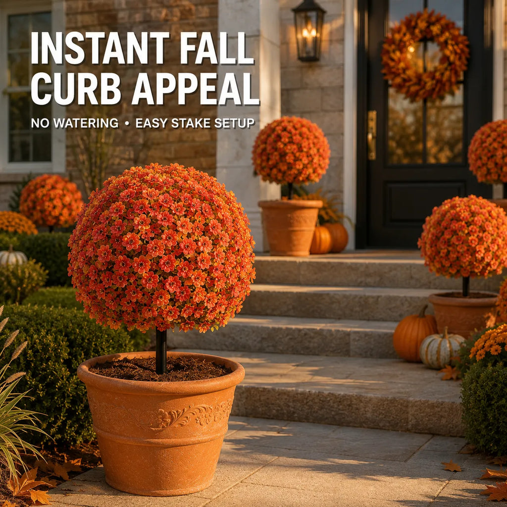 Artificial Flower Topiary Ball with Ground Stake