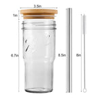Premium Mason Glass Cup with Straw