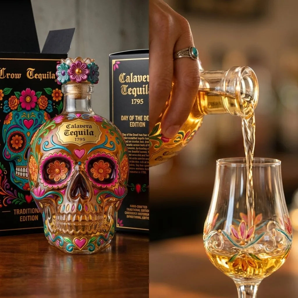 🔥Day of the Dead Limited Edition Tequila Bottle & Goblet – Limited Edition Art Glass