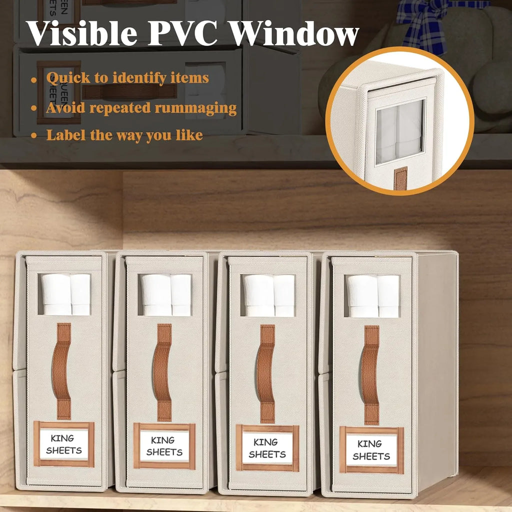 🛏️ Foldable bedding storage box - with a see-through window and transparent label bag