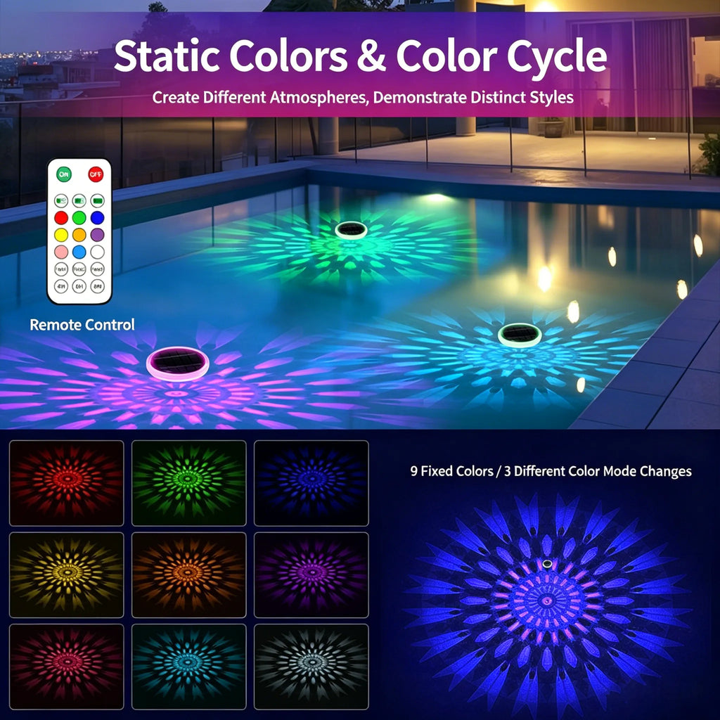 🌈 Solar Floating Pool Light – Remote-Controled RGB Waterproof Pool Light