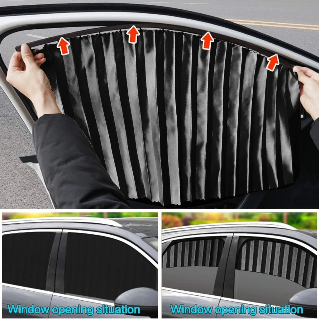 Slide-Open Magnetic Car Window Sun Shades – 4-Piece Set